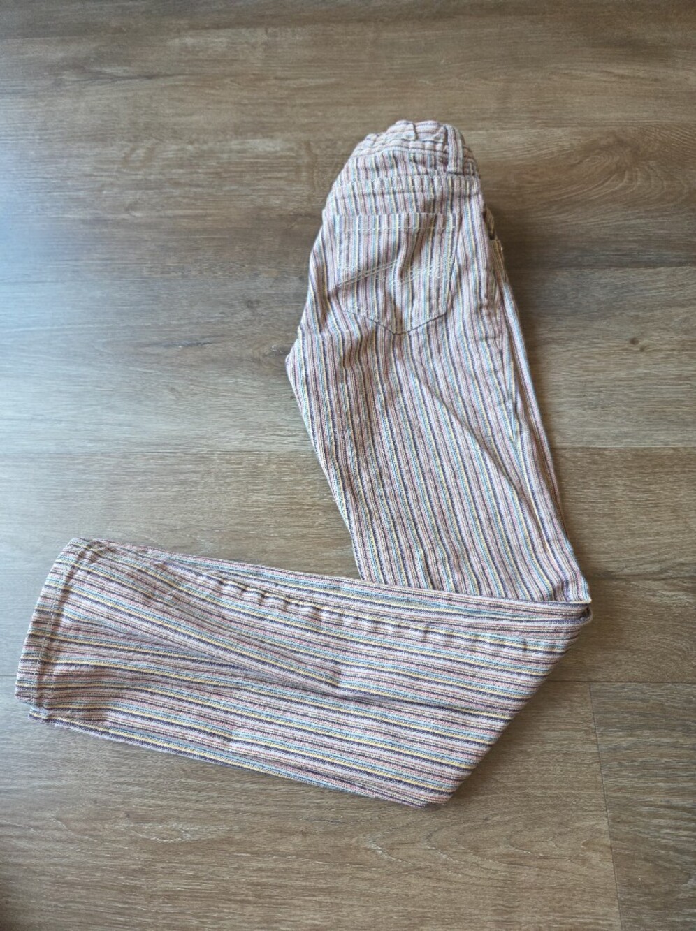 Peek Dungarees Girls Cotton Blend Multicolor Pinstriped Pants Jeans size 10